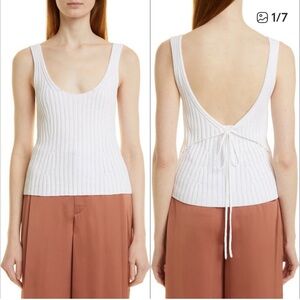VINCE Ivory Knit Tie Open Back Ribbed Sweater Tank Top Medium M